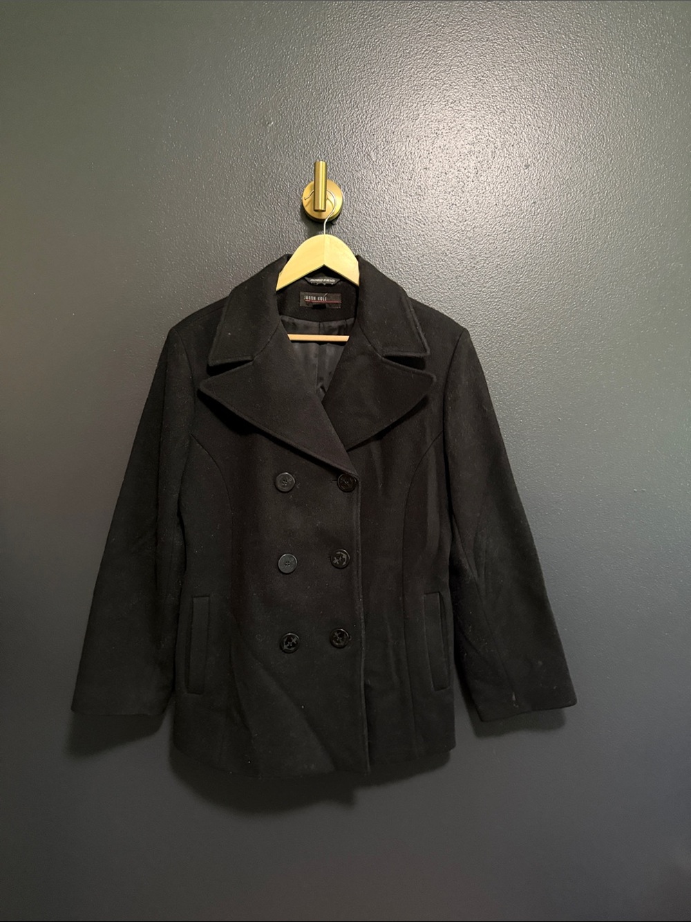 Jason Kole Black double breasted peacoat